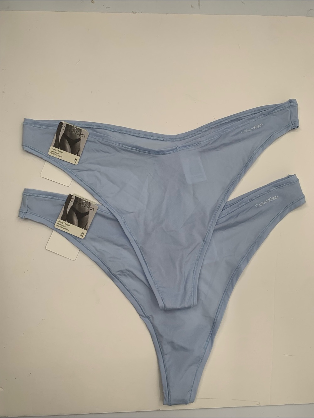 Calvin Klein Women's Ideal Micro Blue Thongs Size XL (Set of 2)